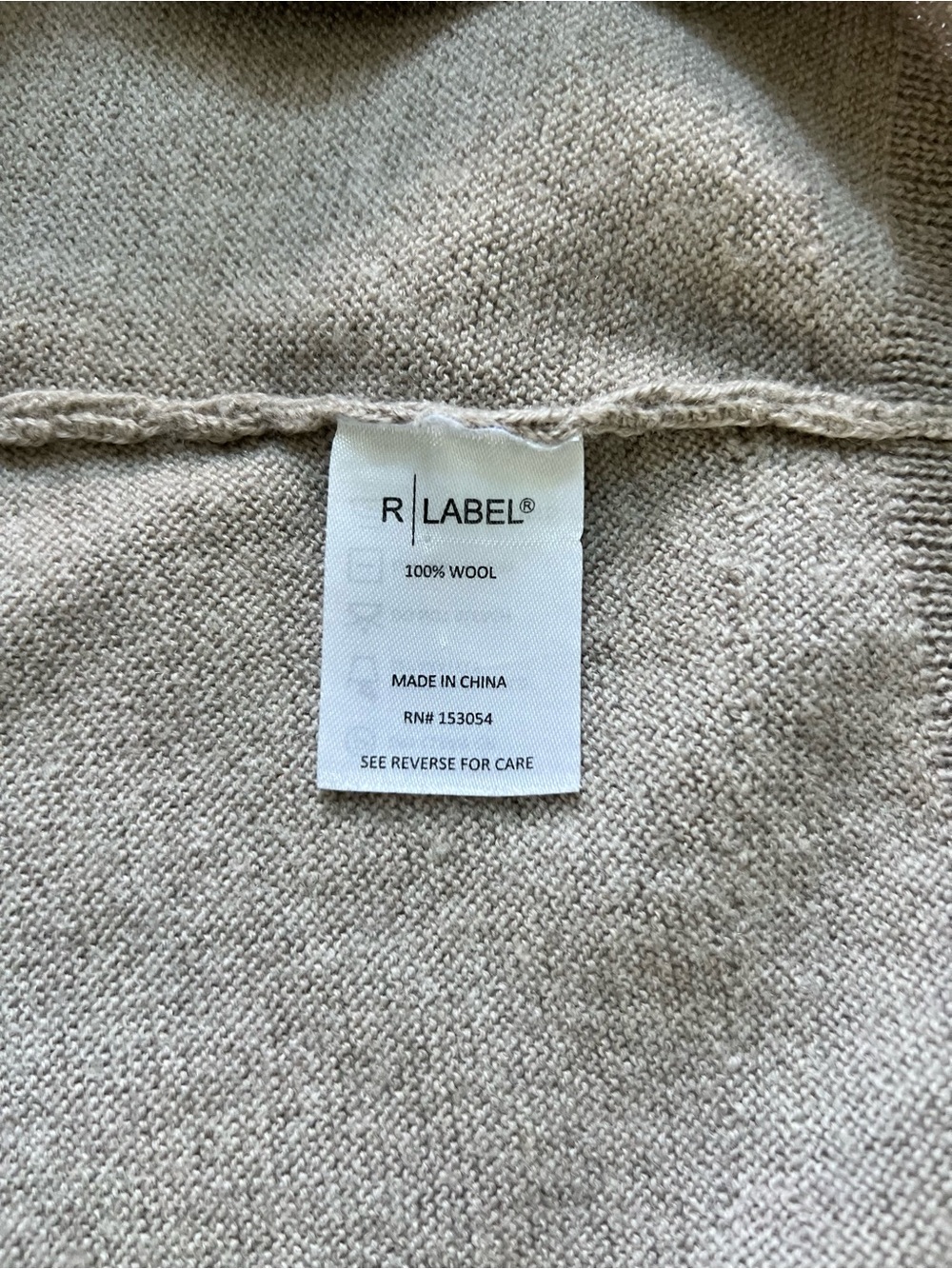 R Label 100% Wool Batwing Dolman Sweater Taupe S/M - Picture 5 of 10